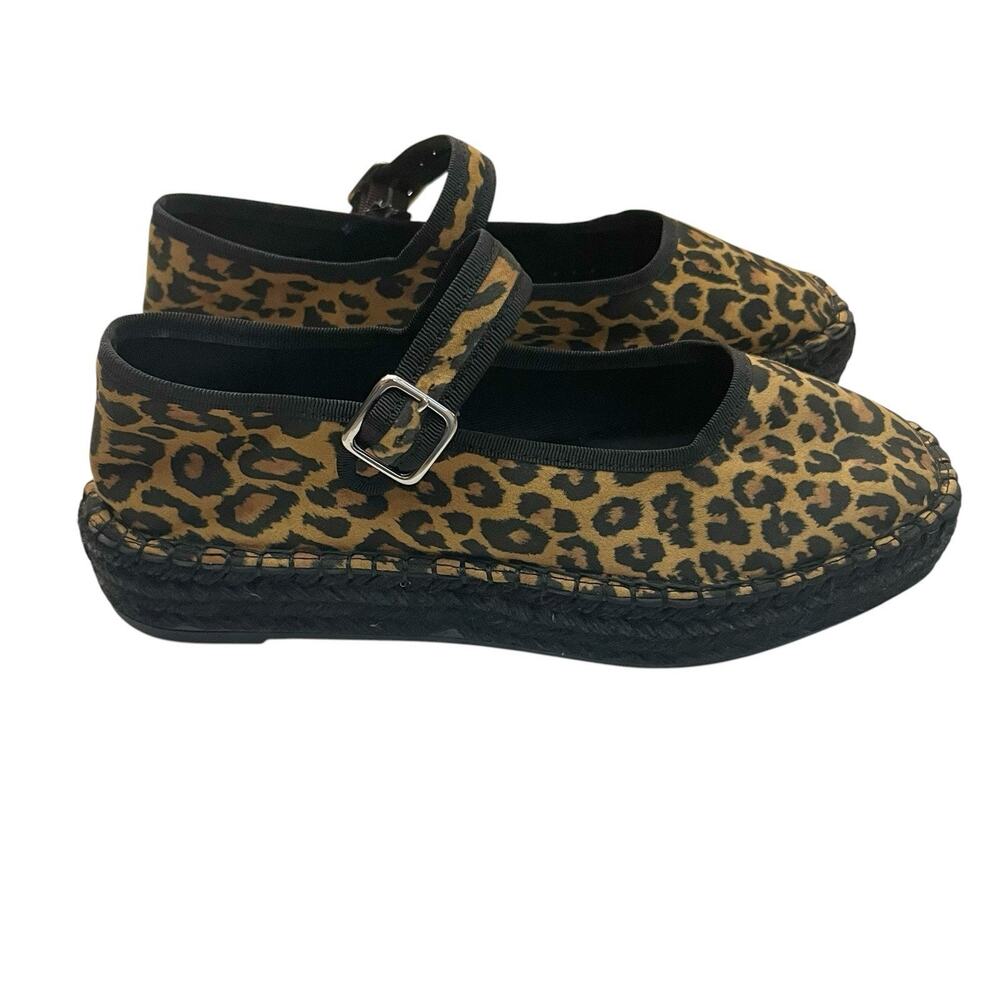 Maeve Leopard Mary Jane Espadrilles 38EU Fits 7US Flats Brown Black Preppy